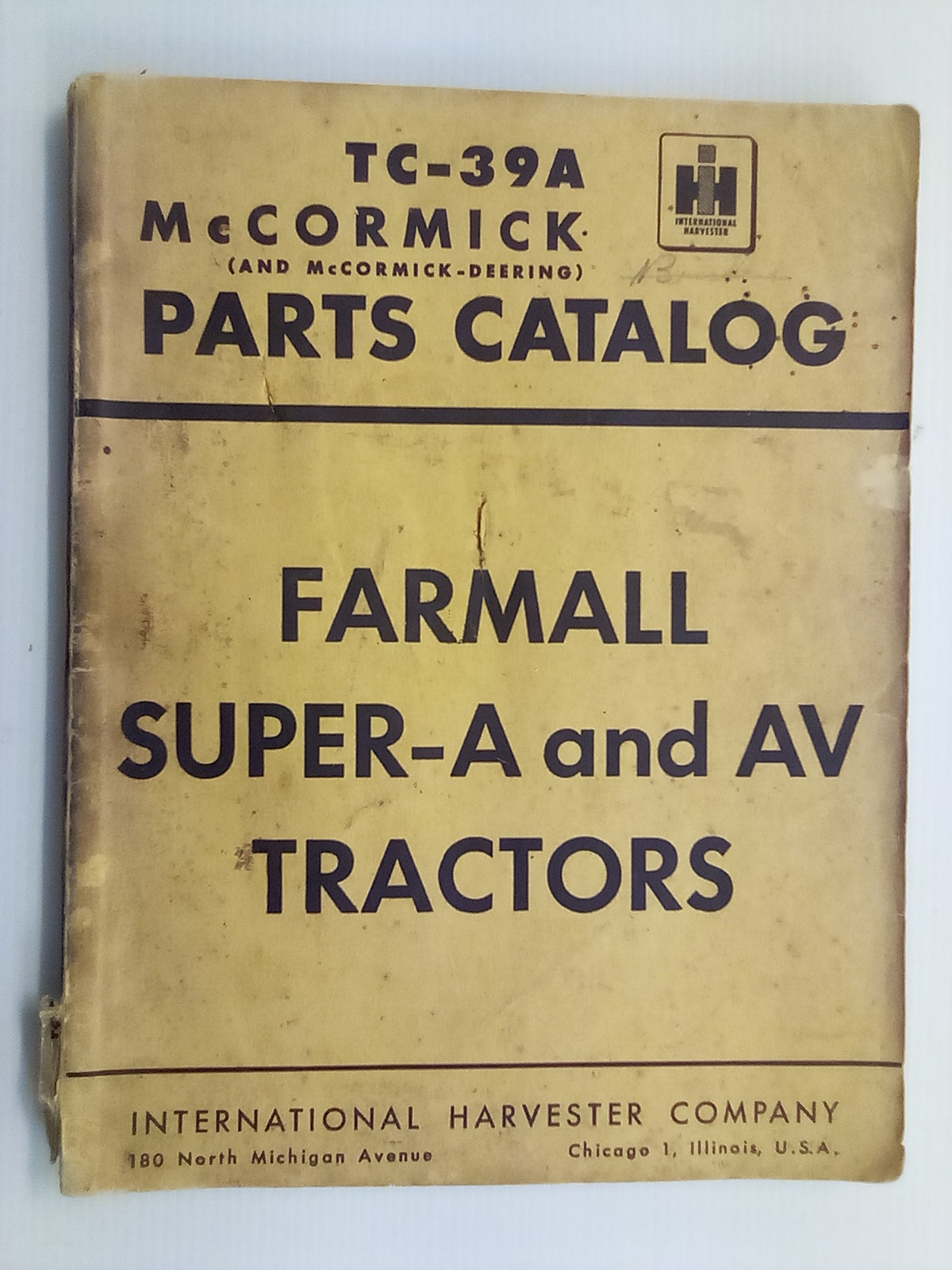 International McCormick TC39A Parts Catalogue Farmall SuperA & AV