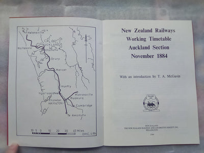 NZR Working Timetable - Auckland Section November 1884 (1984 Reprint)