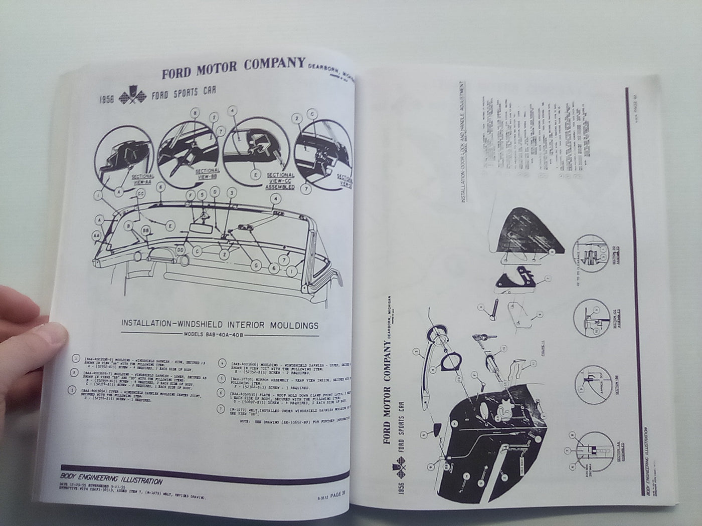 Ford Sports Car (Thunderbird) 1955-56-57 Trim & Sealer Manual (Reprint)