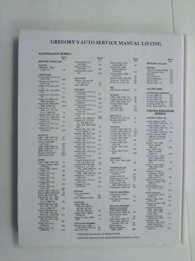 Gregory's Datsun 1000 & 1200 1967-1974 Service & Repair Manual