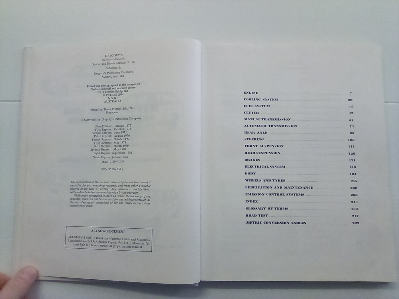 Gregory's Datsun 1000 & 1200 1967-1974 Service & Repair Manual