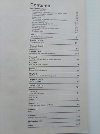 Haynes Toyota Camry & Avalon 2002-2006 Repair Manual