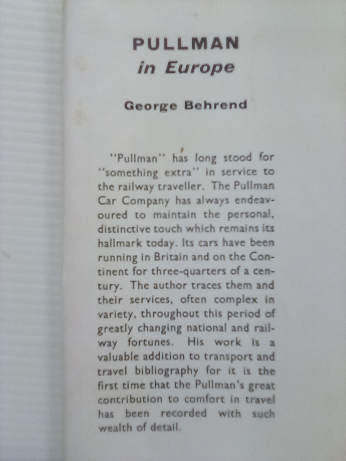 Pullman in Europe (1962) by George Behrend