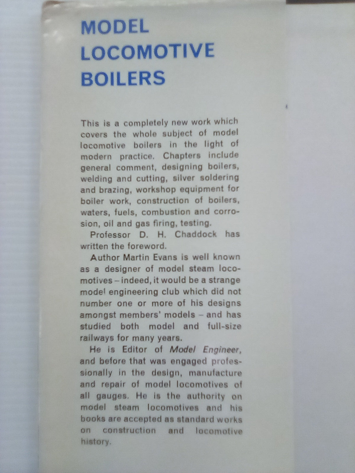 Model Locomotive Boilers - Their Design & Construction by Martin Evans