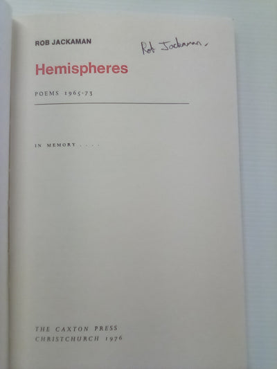 Hemispheres - Poems 1965-73 by Rob Jackaman (Signed Copy)