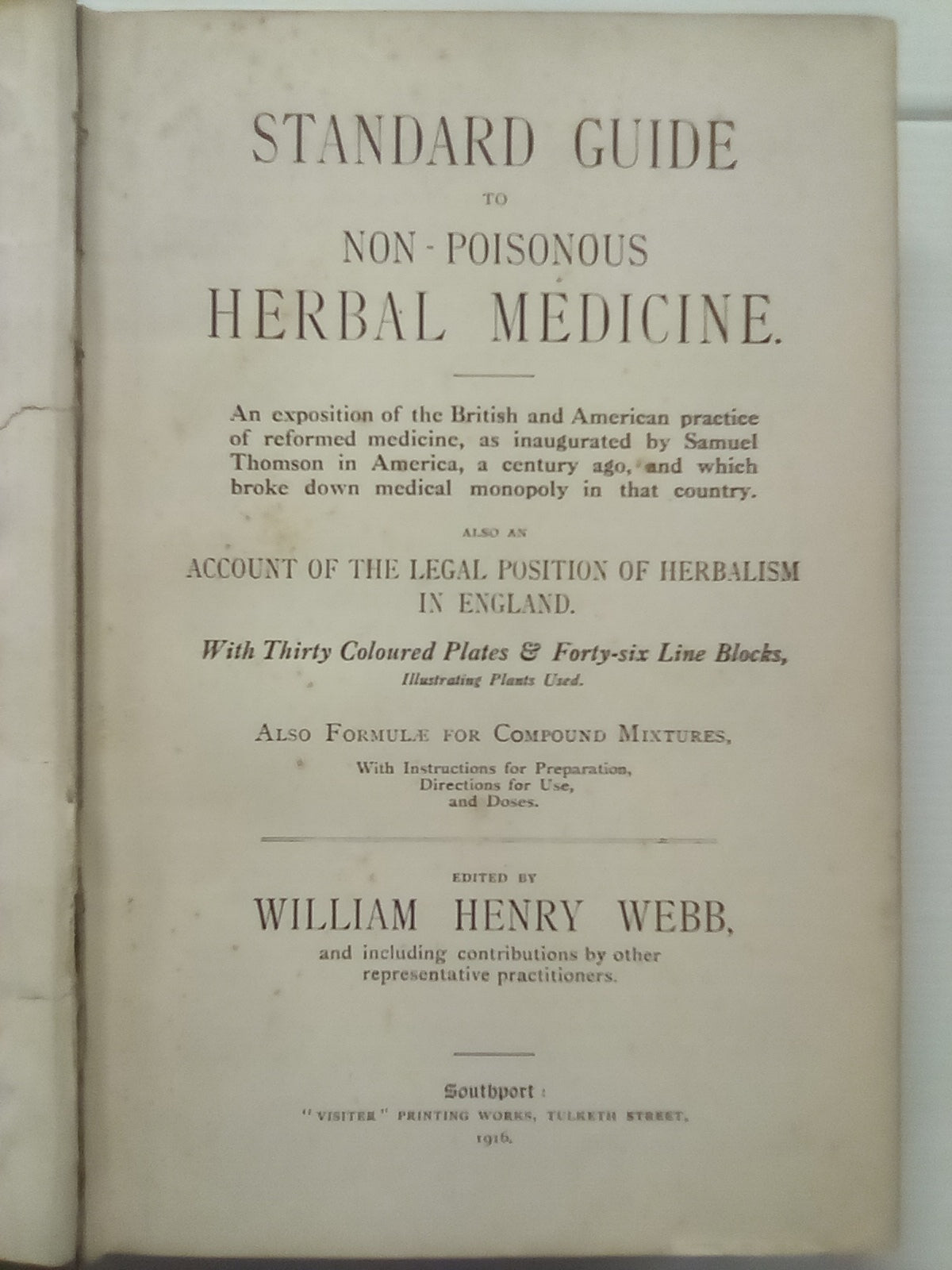 Standard Guide to Non-Poisonous Herbal Medicine (1916)