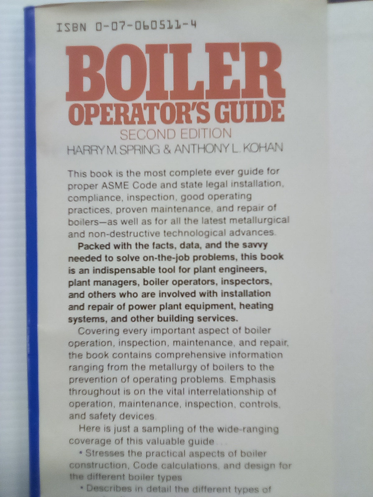 Boiler Operator's Guide (1981) by H.M. Spring & A.L. Kohan