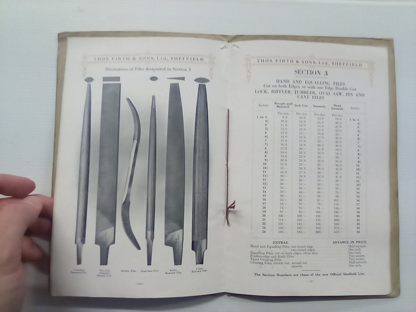 Thomas Firth & Sons (Sheffield) New File Price List (1915)