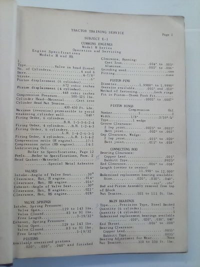 Tractor and Equipment Training (1950s? Home Study Course) Bound in Folder