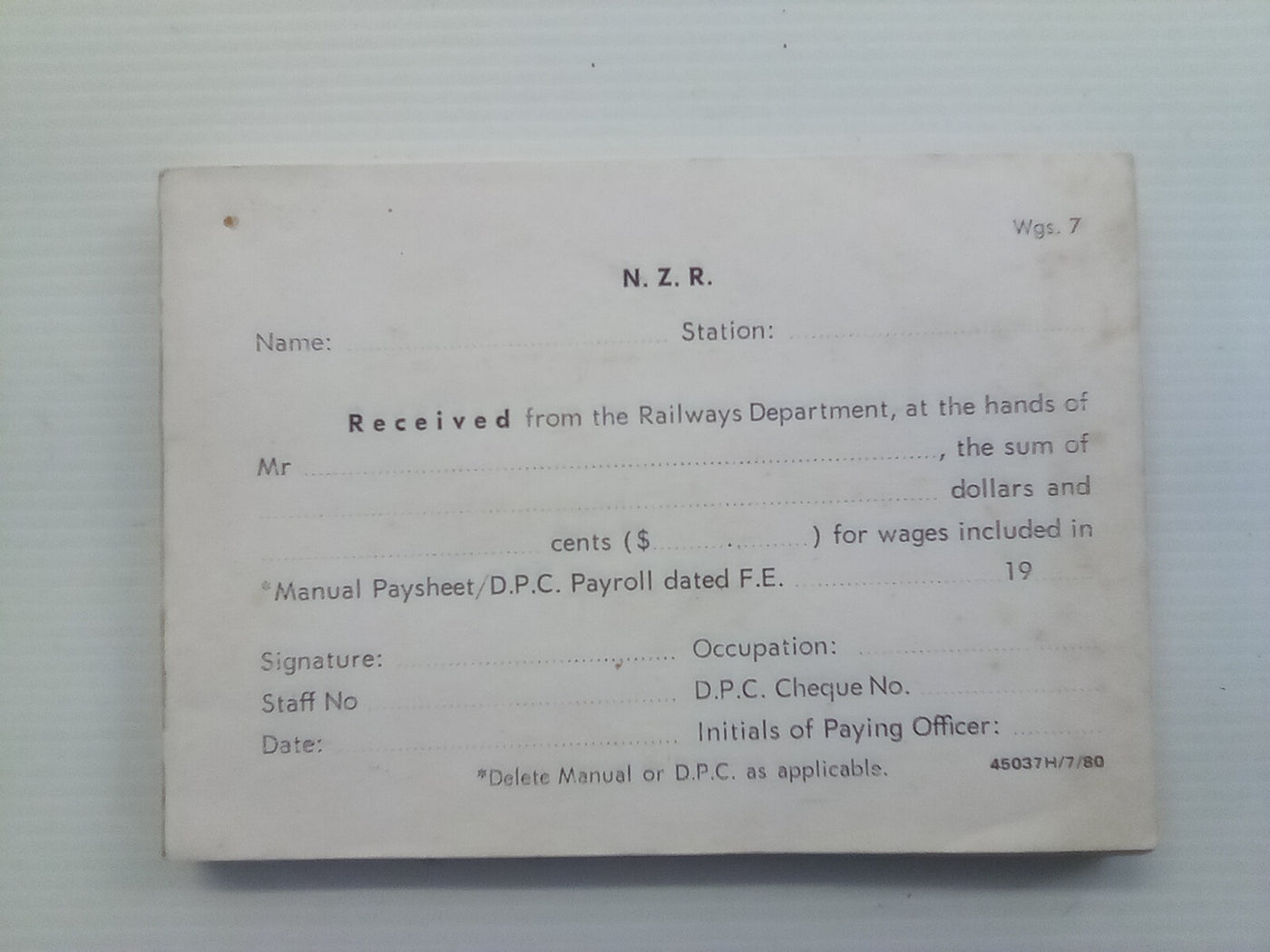 Booklet of Unused NZ Rail Receipt Dockets