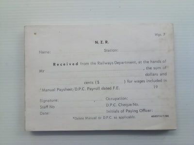 Booklet of Unused NZ Rail Receipt Dockets