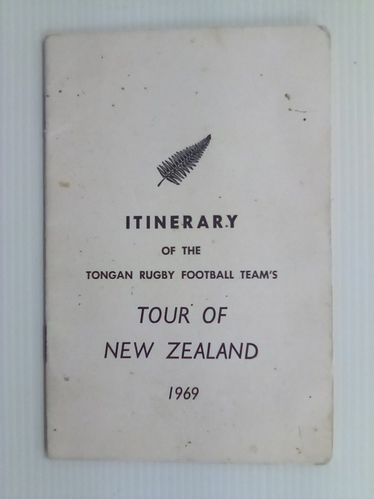 SIGNED 1969 Tongan Rugby Team New Zealand Tour Itinerary