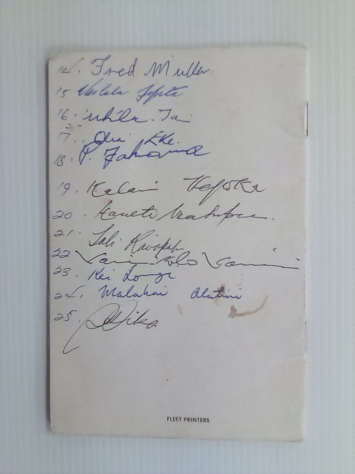 SIGNED 1969 Tongan Rugby Team New Zealand Tour Itinerary