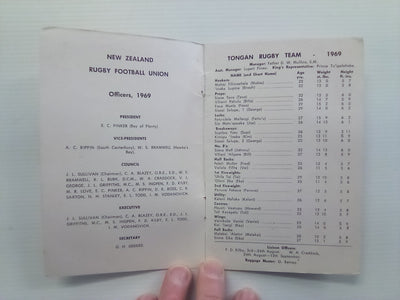 SIGNED 1969 Tongan Rugby Team New Zealand Tour Itinerary
