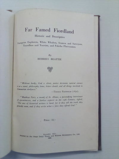 Far-Famed Fiordland (1950) by Herries Beattie