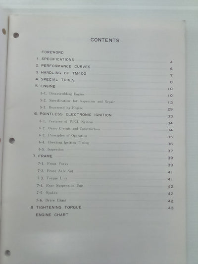Suzuki TM 400 Factory Service Manual (Published April 1971)