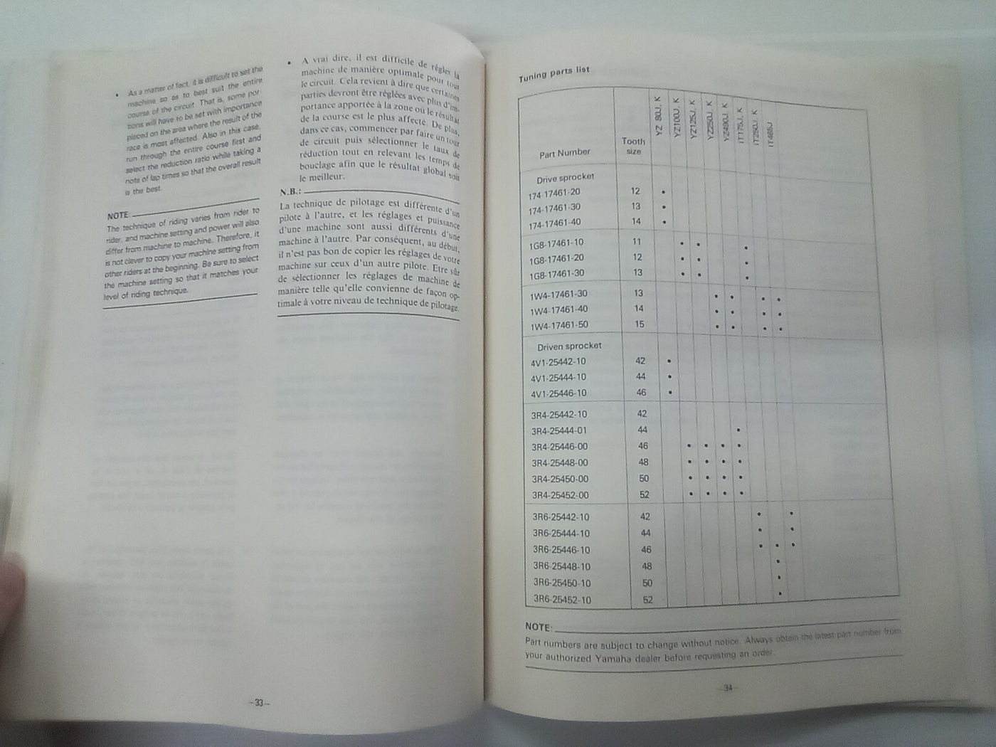 Factory Team Yamaha Race Preparation & Tuning Manual - YZ and IT Models (1982)