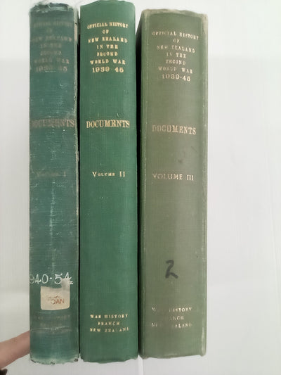 Documents Relating to New Zealand's Participation in WW2 1939-45 - Official History of New Zealand in the Second World War - 3 Volume set