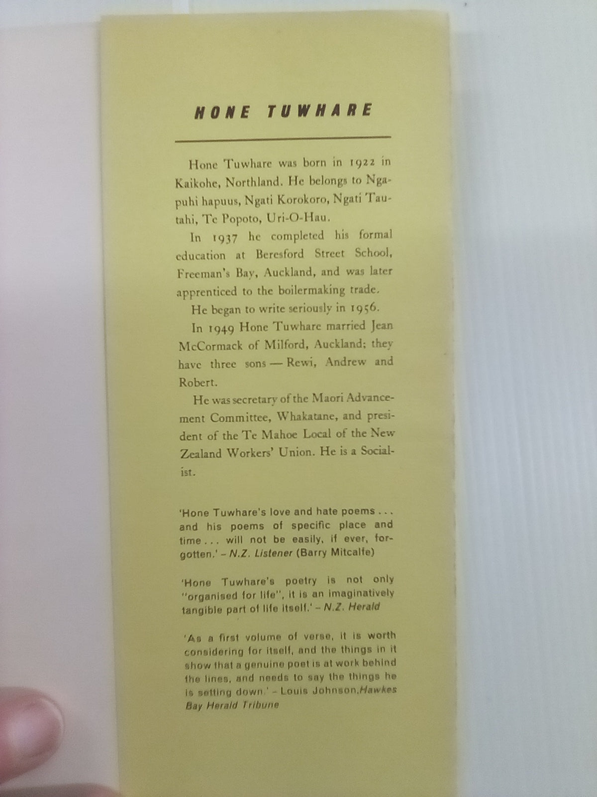 No Ordinary Sun (1965) by Hone Tuwhare