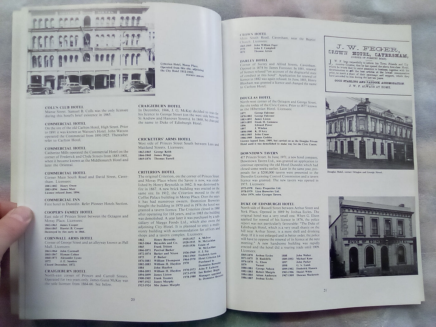 Pubs Galore - History of Dunedin Hotels 1848-1984