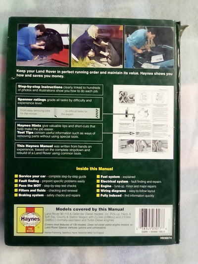 Haynes Land Rover 90, 110 & Defender 1983 till 1995 Diesel Workshop Manual