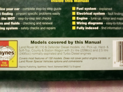 Haynes Land Rover 90, 110 & Defender 1983 till 1995 Diesel Workshop Manual