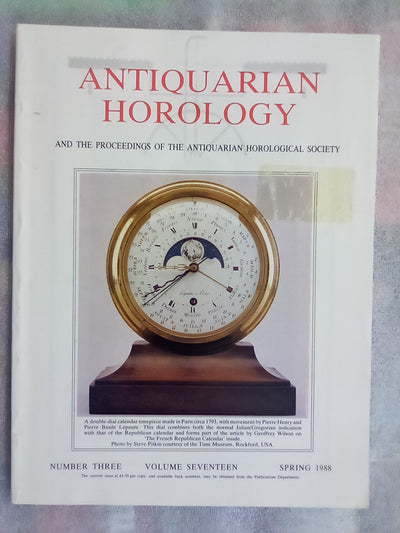 Antiquarian Horology Journal - 8 Issues from 1988-1989
