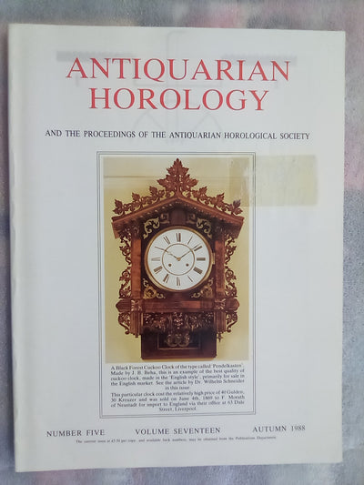 Antiquarian Horology Journal - 8 Issues from 1988-1989