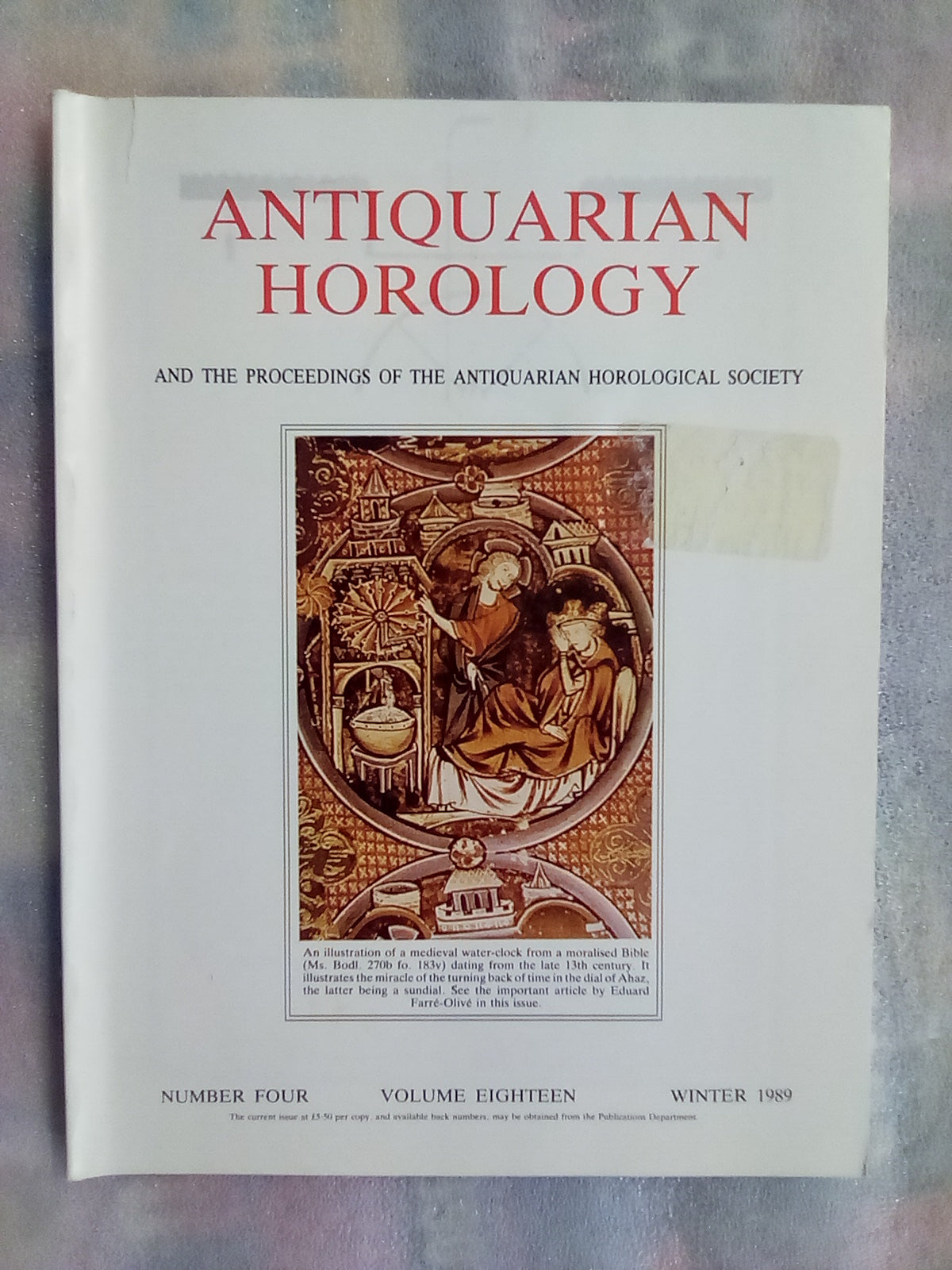 Antiquarian Horology Journal - 8 Issues from 1988-1989