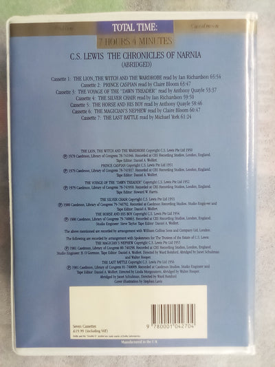 The Chronicles of Narnia by C.S. Lewis - Audiobook on Cassette (7 Cassettes) Abridged