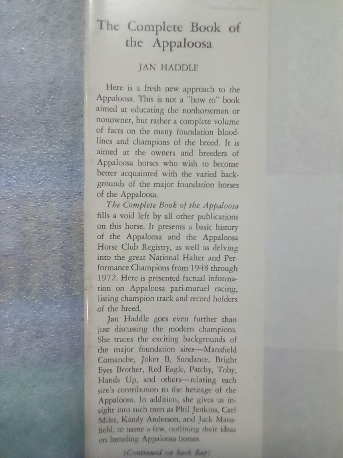 The Complete Book of the Appaloosa by Jan Haddle