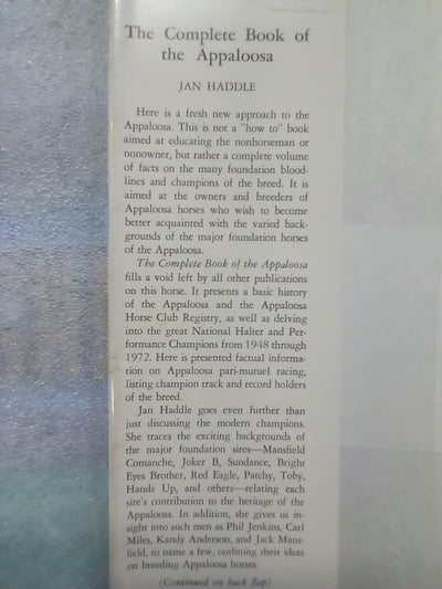 The Complete Book of the Appaloosa by Jan Haddle