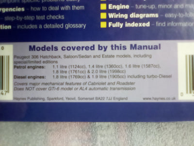 Peugeot 306 1993 to 1999 Petrol & Diesel Haynes Workshop Manual