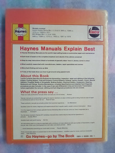 MG Midget & Austin Healey Sprite 1958 to 1978 All Models Haynes Manual