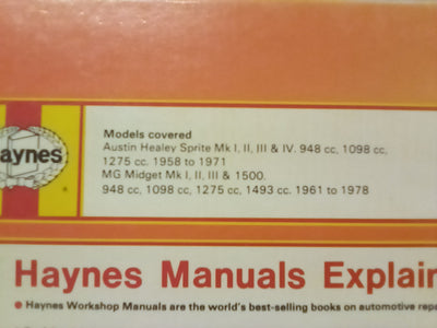 MG Midget & Austin Healey Sprite 1958 to 1978 All Models Haynes Manual