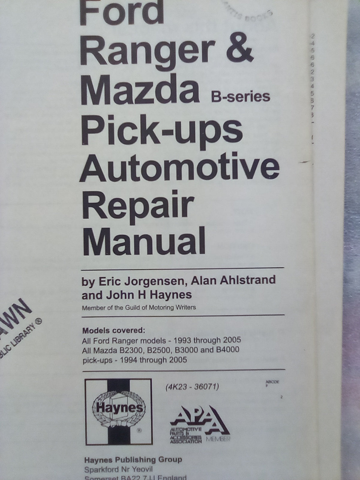Ford Ranger Pick-ups 1993 to 2005 Haynes Repair Manual