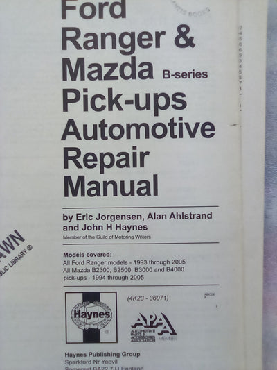 Ford Ranger Pick-ups 1993 to 2005 Haynes Repair Manual