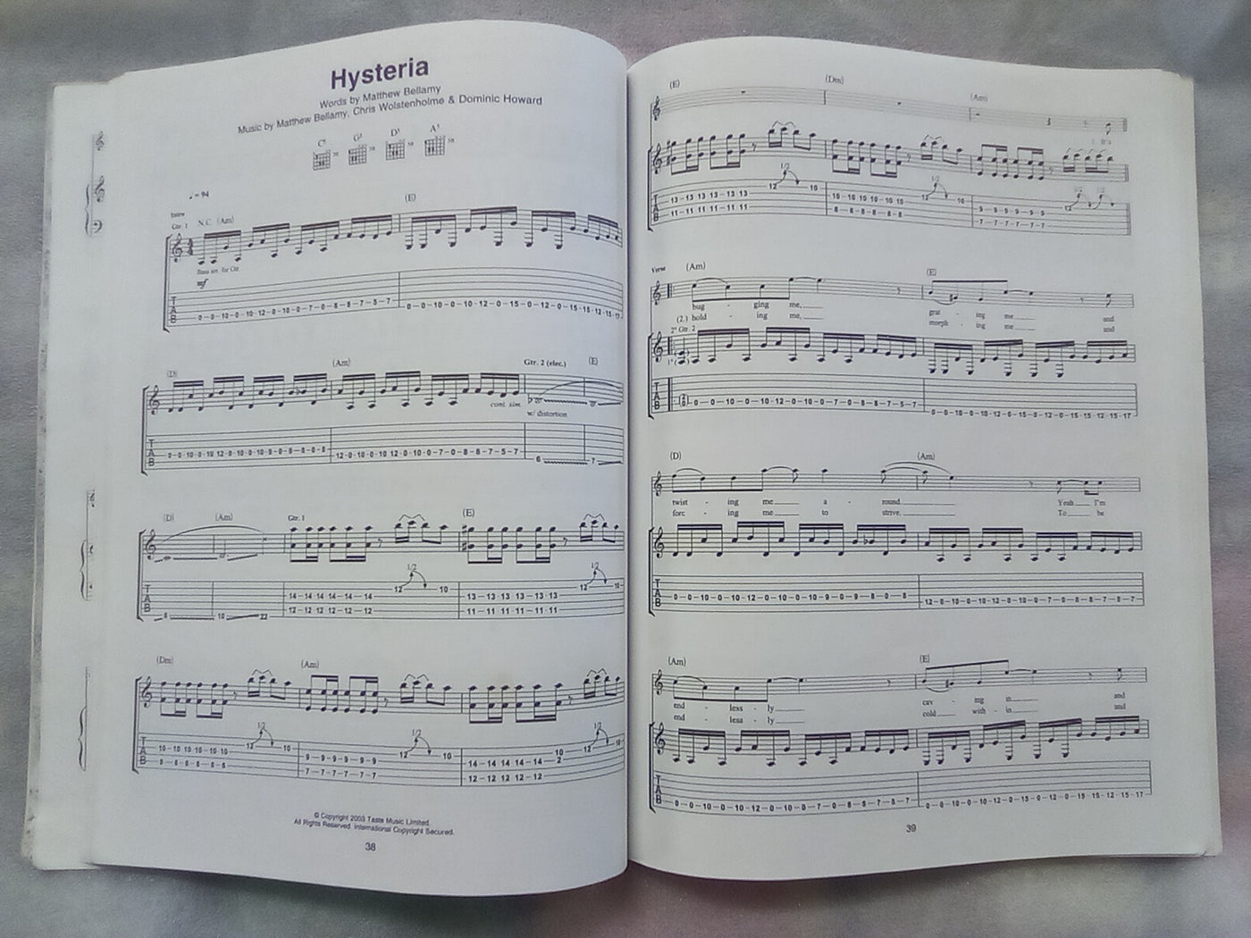Muse - Absolution Guitar TAB Book
