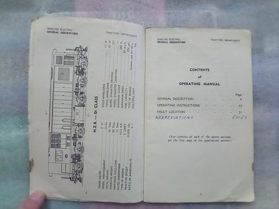 Operating Manual for Di Class 1012 H.P. Diesel Locomotives by English Electric Co.