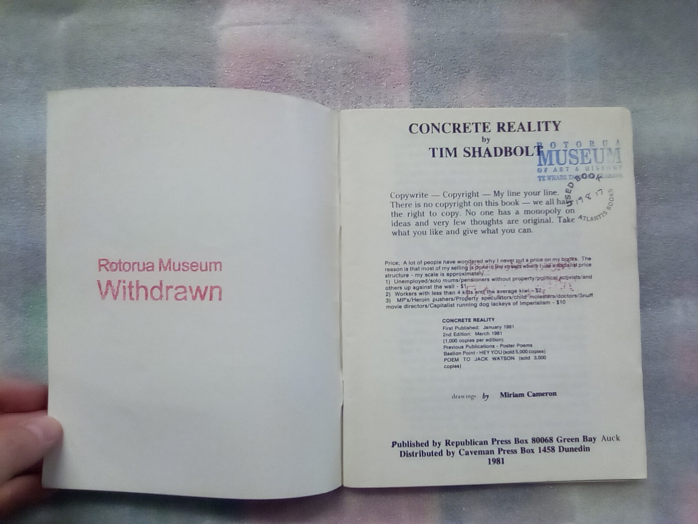 Concrete Reality (1981) - Poems by Tim Shadbolt
