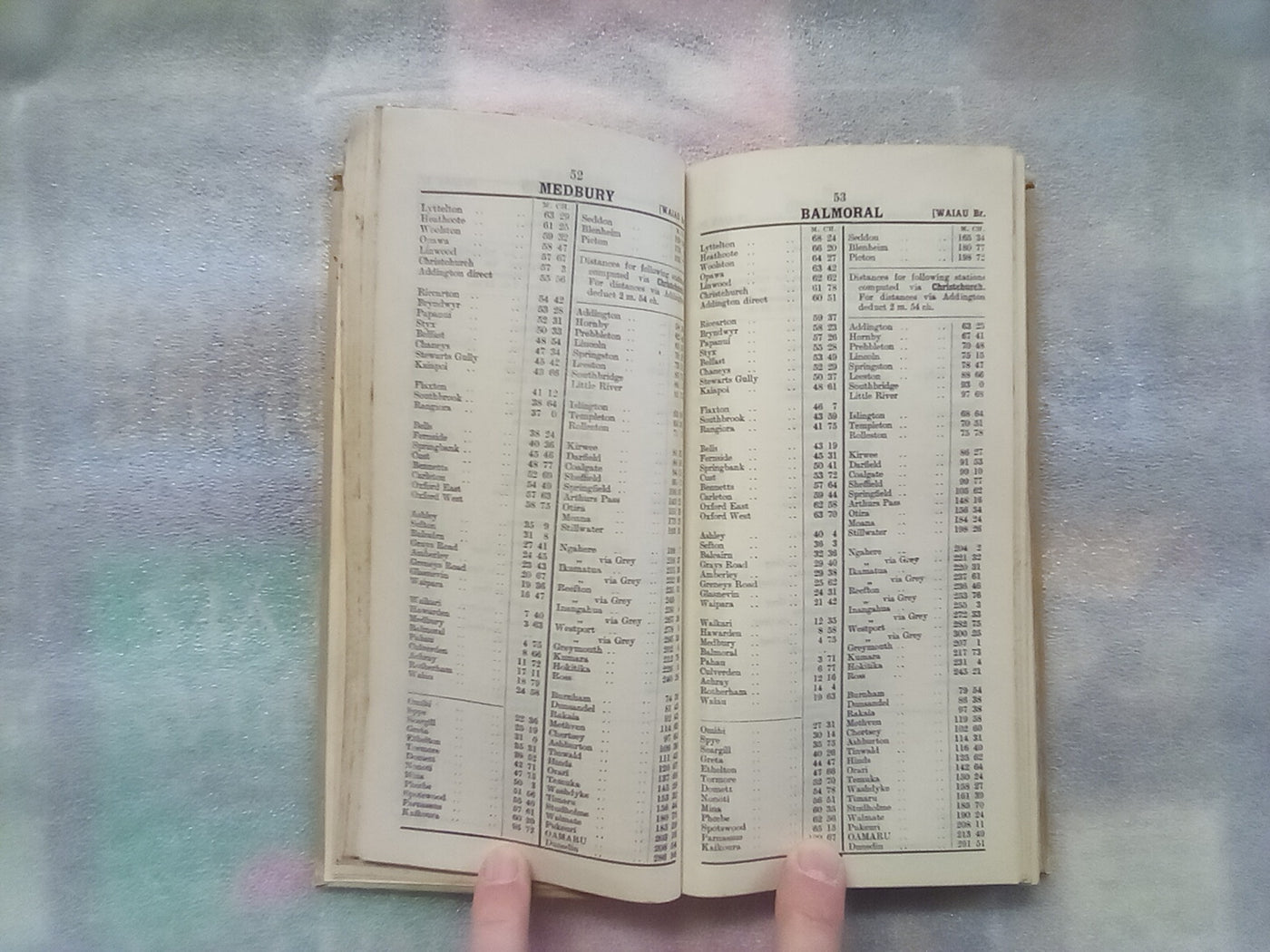 New Zealand Railways Guards Distance Tables South Island Lyttelton - Picton - Oamaru (1950)