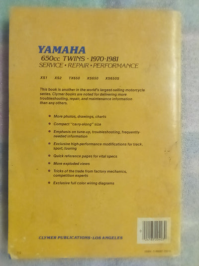 Yamaha 650cc Twins 1970 to 1981 Service & Repair Manual by Clymer
