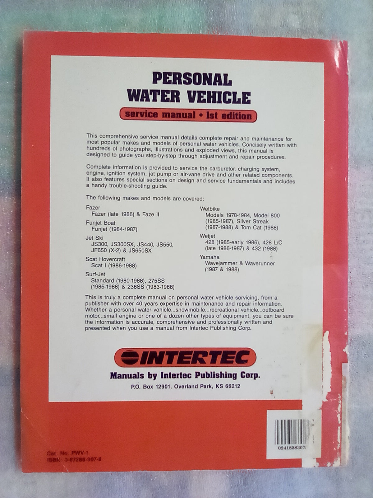 Service Manual Fazer, Yamaha, Wetjet, Jet Ski, etc..  1978-1988 Various Models