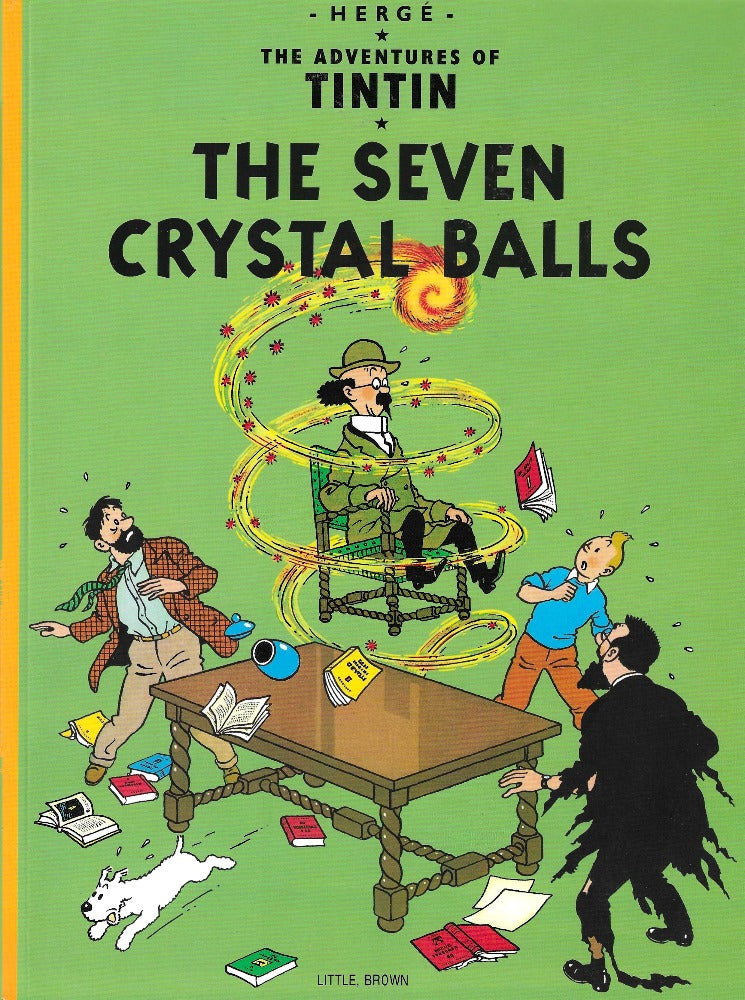 This image is of the cover for a new copy of The Seven Crystal Balls by Hergé. Note: we put each of our Tintin books in a comic bag.