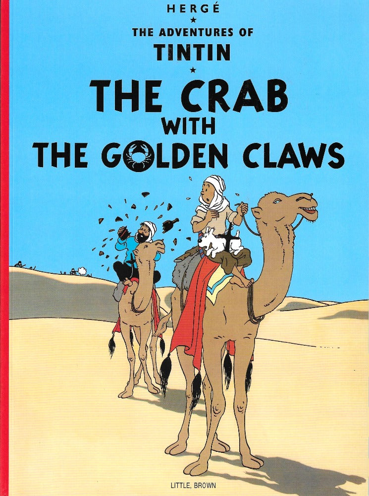 This image is of the cover for a new copy of The Crab with the Golden Claws by Hergé. Note: we put each of our Tintin books in a comic bag.