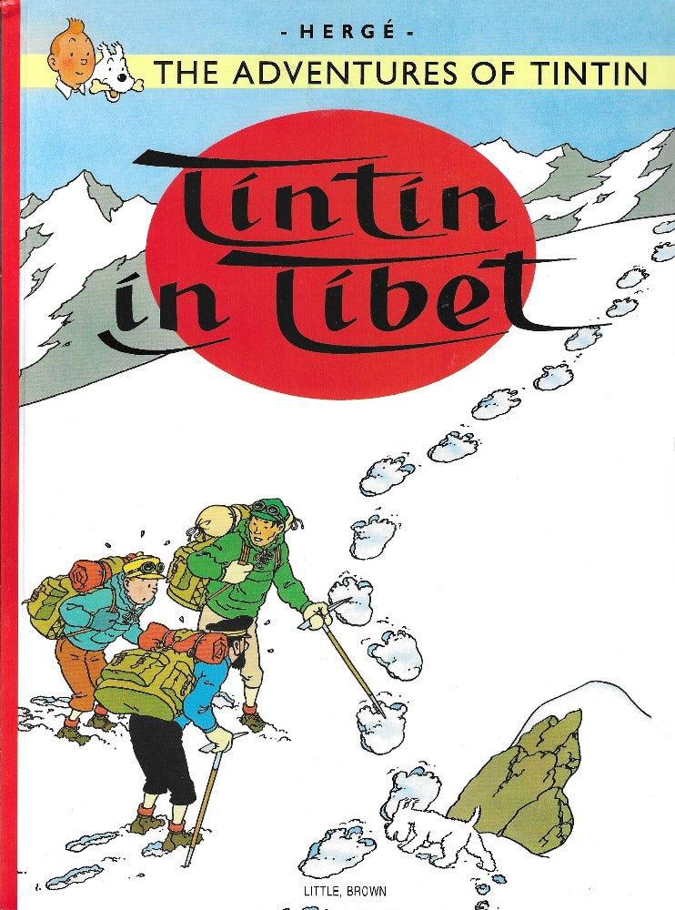This image is of the cover for a new copy of Tintin in Tibet by Hergé. Note: we put each of our Tintin books in a comic bag.